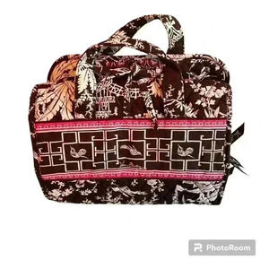 Vera Bradley Imperial Bird Toile All Wrapped Up Cosmetic Travel Bag Expandable